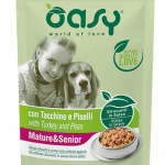 OASY Umido Cane STRACCETTI IN SALSA Senior Tacchino e piselli