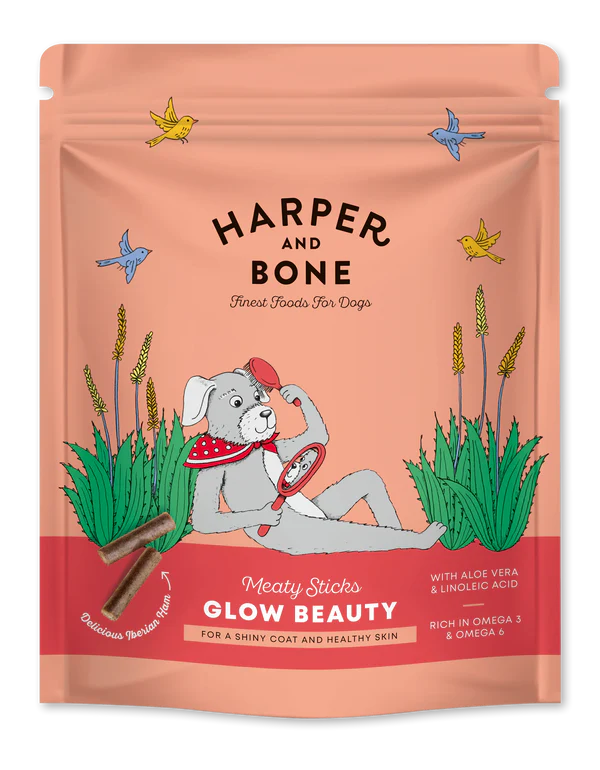 Harper and Bone Meaty Sticks Glow & Beauty Snack Funzionale per la Salute del Pelo del Cane