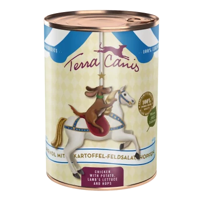 Terra Canis Menù Oktoberfest 2022 Pollo con insalata di patate, luppolo e mirtillo rosso