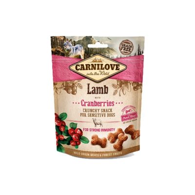 carnilove snack per cani croccanti agnello e mirtilli rossi