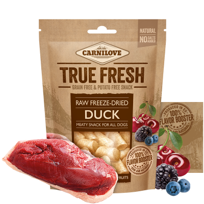 carnilove snack liofilizzati anatra e frutti rossi