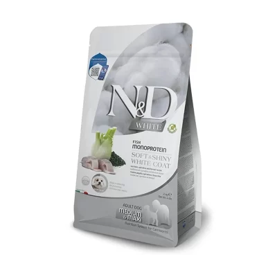 Farmina ND White Coat Medium Maxy Monoprotein Spigola Spirulina e Finocchio