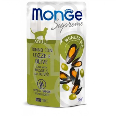 Monge Umido Gatto Supreme Adulto Tonno con Cozze e Olive