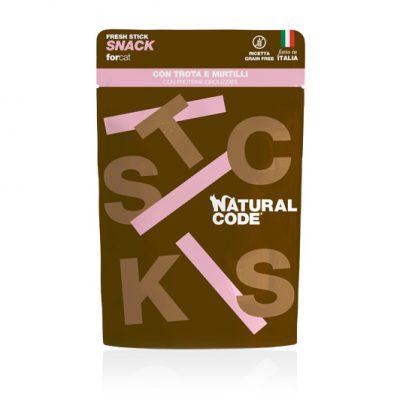 Natural Code Snack Stick per Gatti con trota e mirtilli