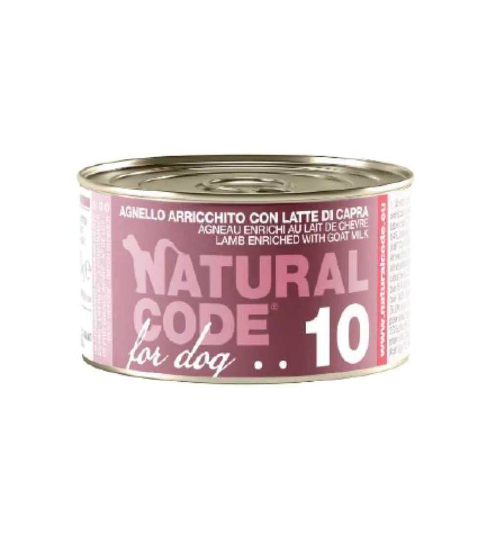 Natural Code 10 Agnello arricchito con latte di capra Umido Cane
