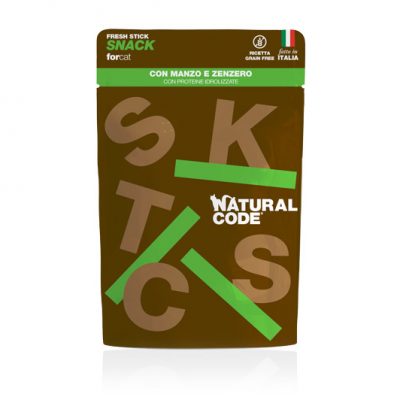 Natural Code Snack Stick per Gatti con manzo e zenzero
