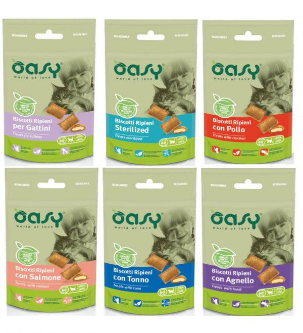 oasy snack gatto biscotti ripieni