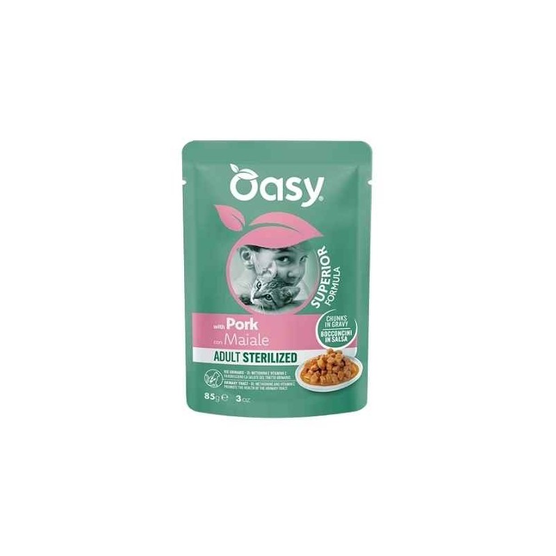 Oasy Sterilizzato Bocconcini in salsa per gatti al maiale